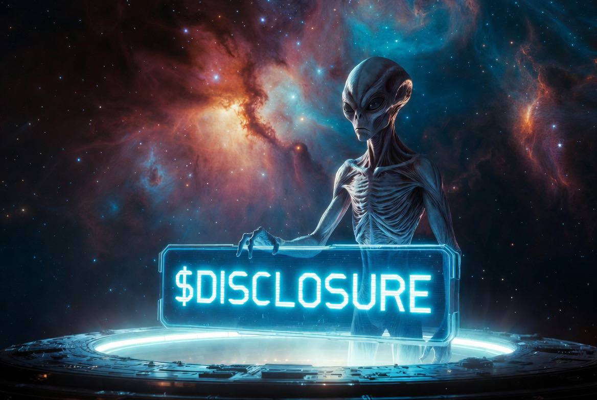 Alien with $`DISCLOSURE screen