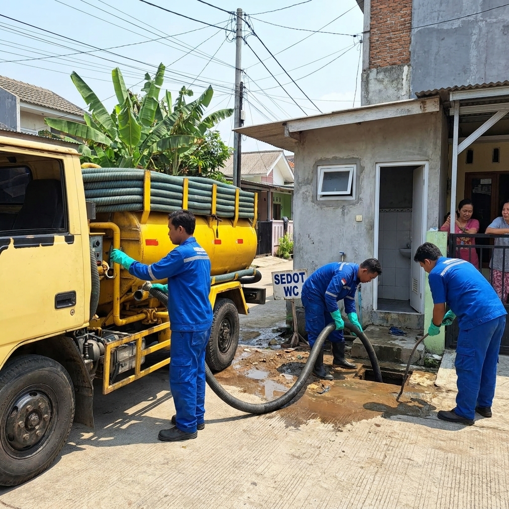 Truk Sedot WC Bekasi Melakukan Tugas