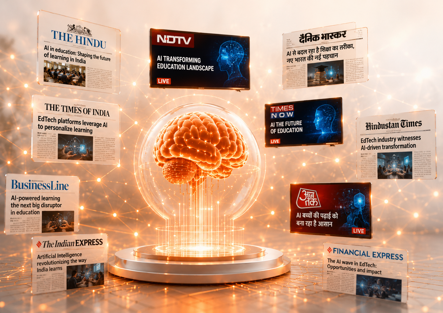 AI in education media coverage visual