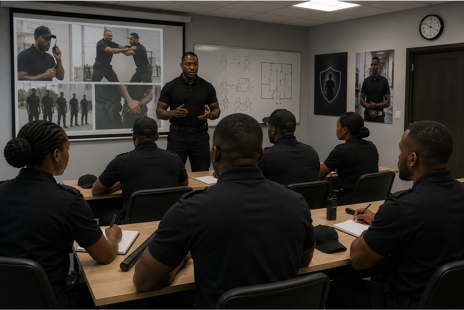 DTSS Security training classroom with instructor and uniformed personnel