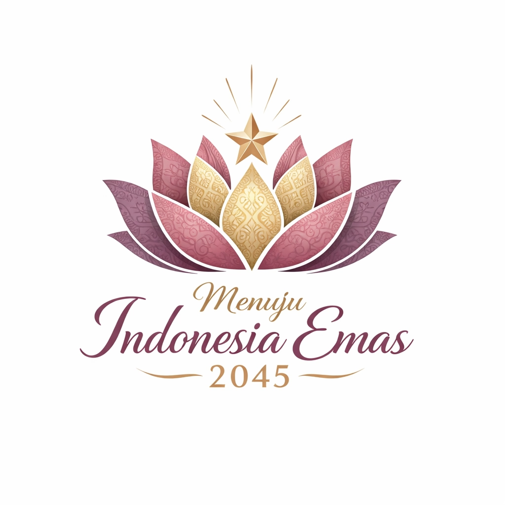 Logo Teratai Mekar Indonesia Emas – Bunga Teratai Pink Emas dengan Bintang