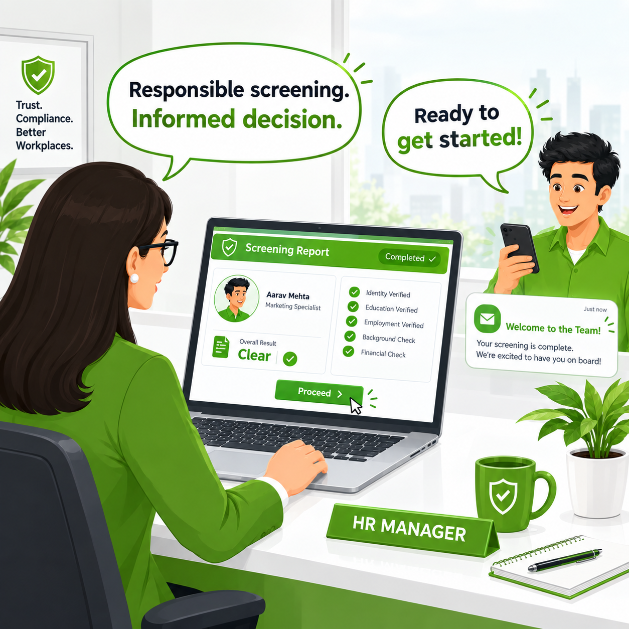 Candidate welcomed to team after screening cleared comic