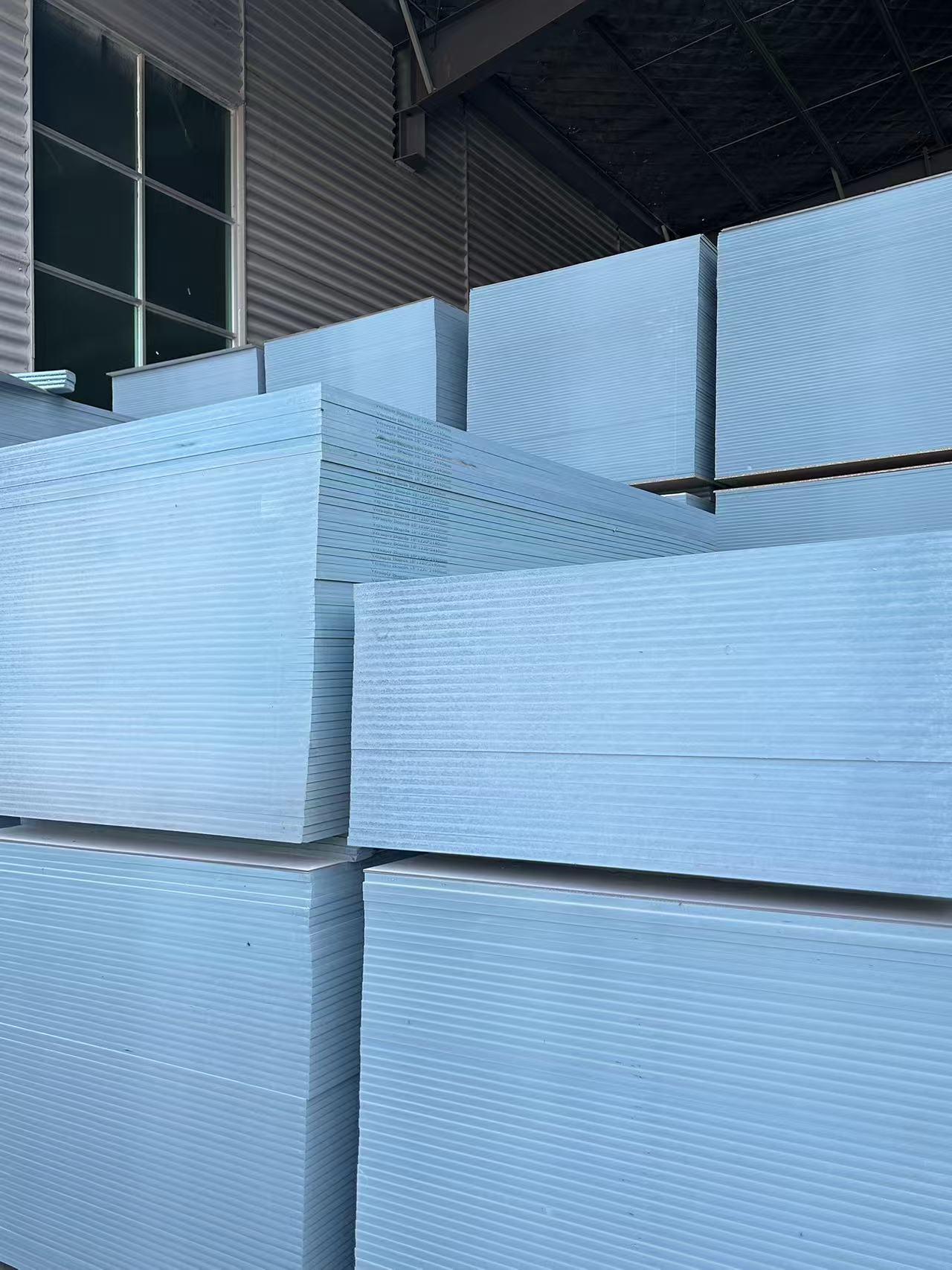 PVC formwork panels stored in warehouse
