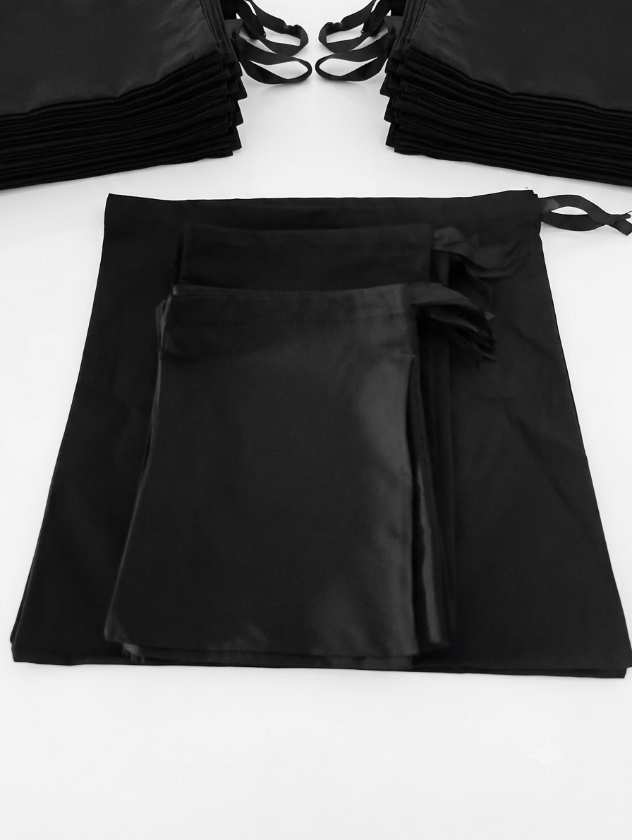 Sacs drawstring noirs — Différentes tailles — B&I Confection