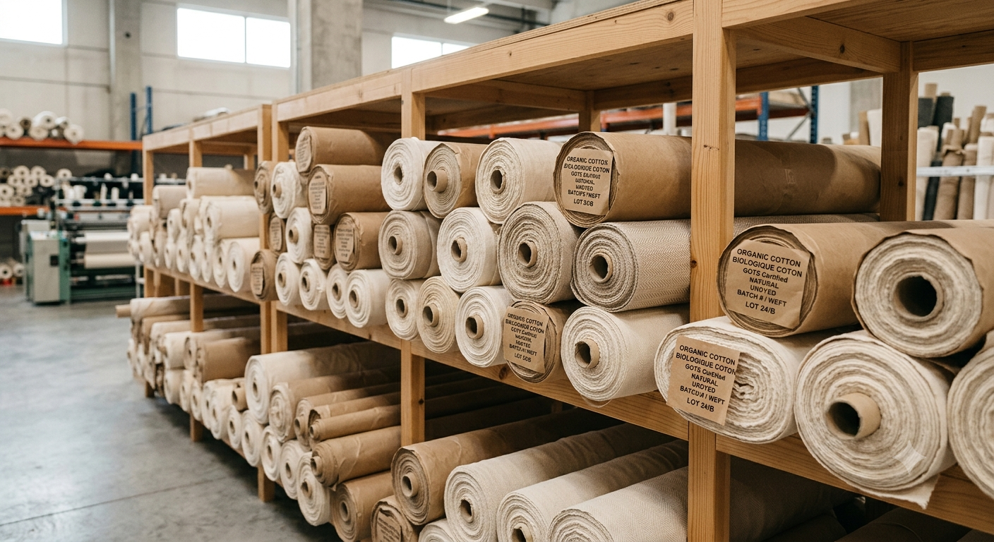 Rouleaux de coton bio GOTS Certified — Entrepôt B&I Confection