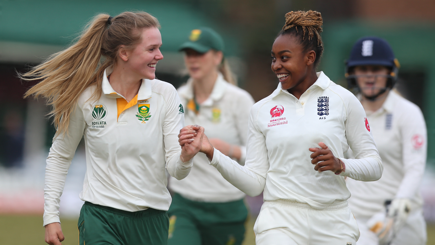 South Africa Women vs England Women cricket players interaction