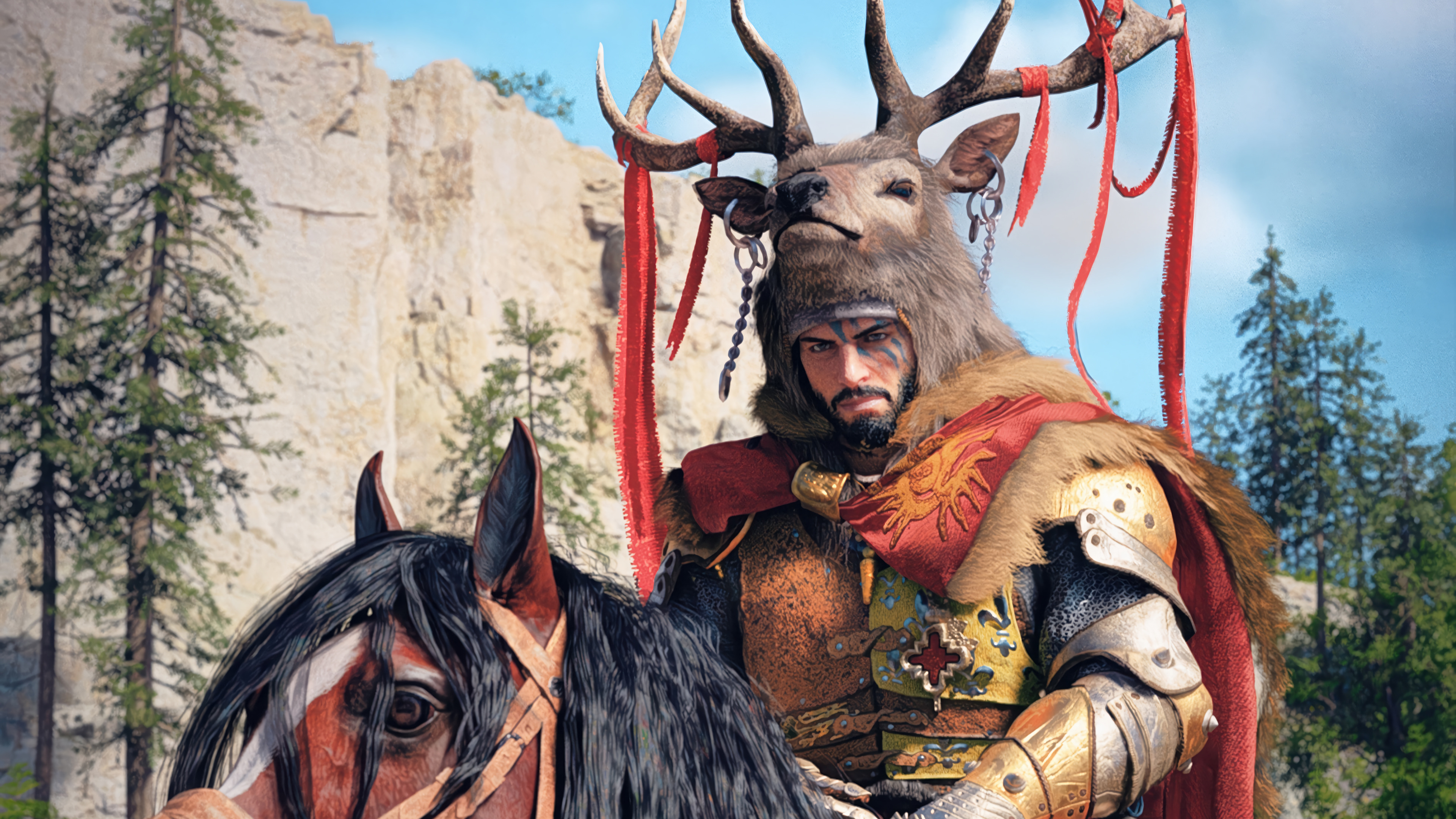 Knight with Antler Helmet and Red Cape