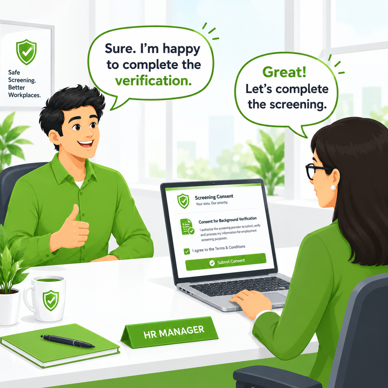 Candidate providing consent for background verification comic