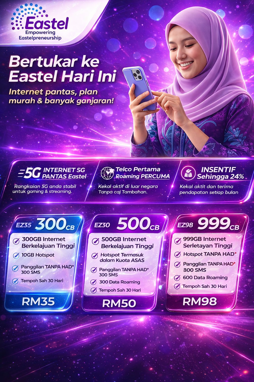 Eastel 5G EZ35 EZ50 EZ98 Bertukar ke Eastel Hari Ini