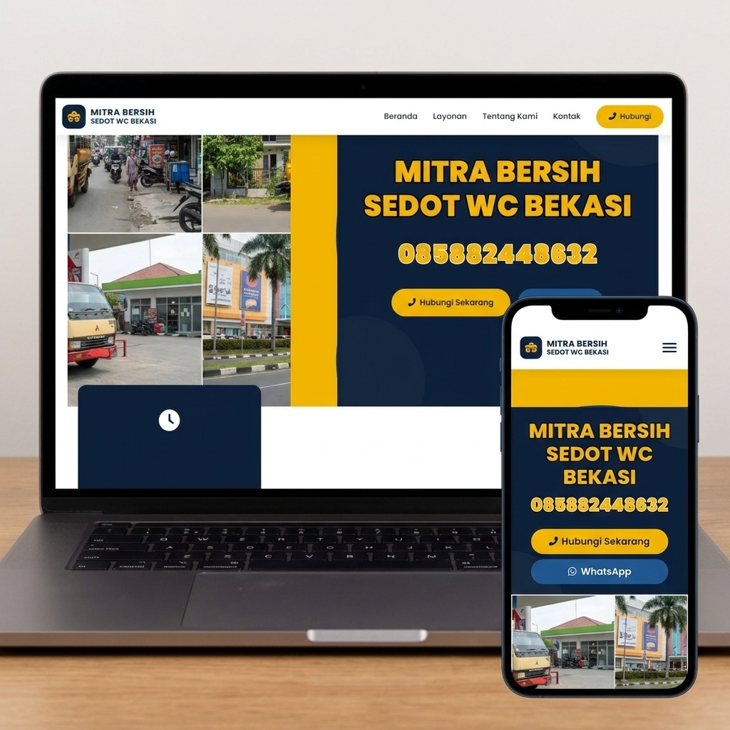 Tampilan website Mitra Bersih Sedot WC Bekasi