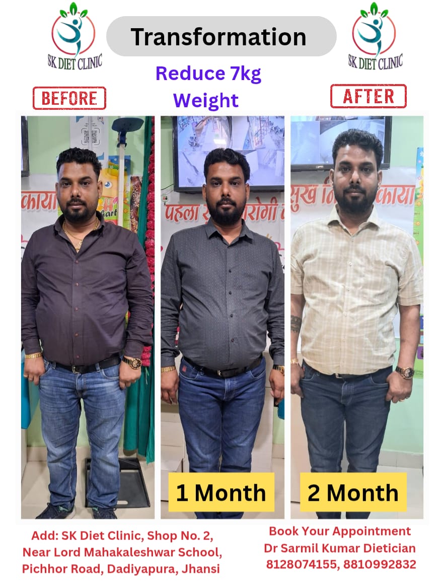 Weight loss transformation reducing 7kg in 2 months at SK Diet Clinic