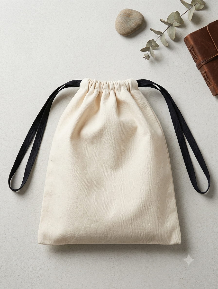 Pochette drawstring coton bio