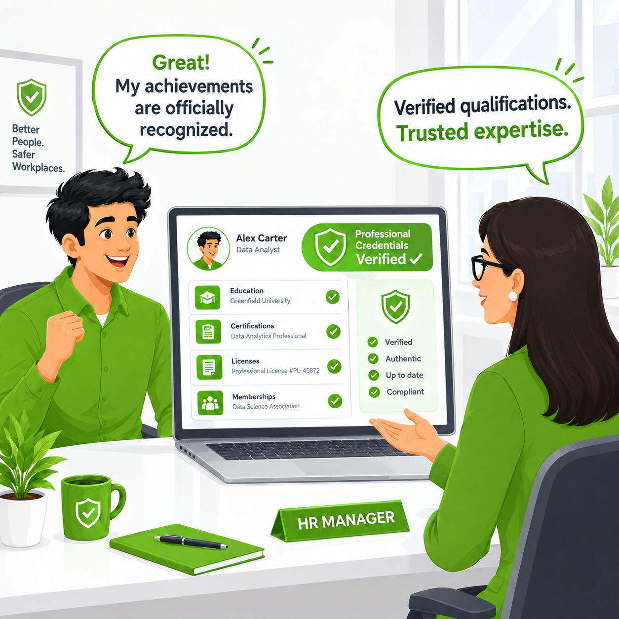 Verified professional qualifications for Alex Carter comic