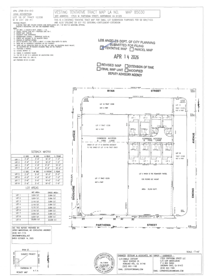 Vesting Tentative Tract Map — Full plan
