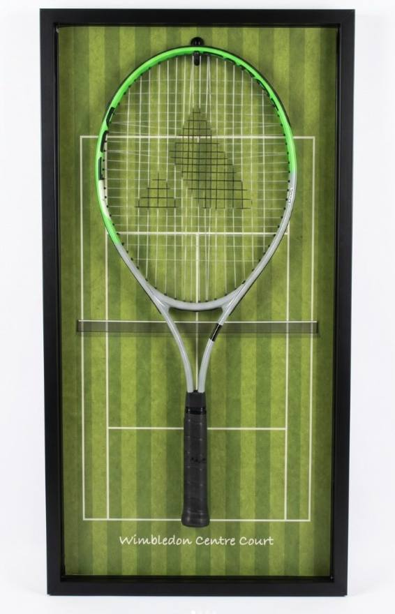 Marco de exhibición de raqueta de tenis Wimbledon Edition verde césped