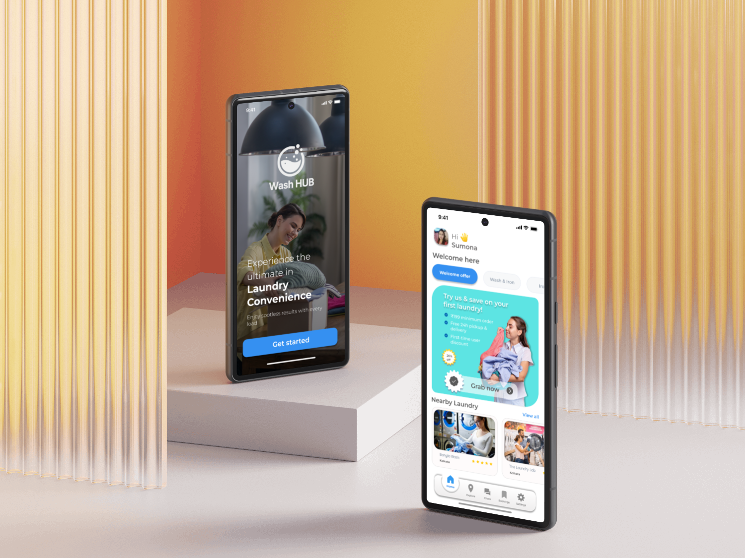 WashHub Mobile App Mockup