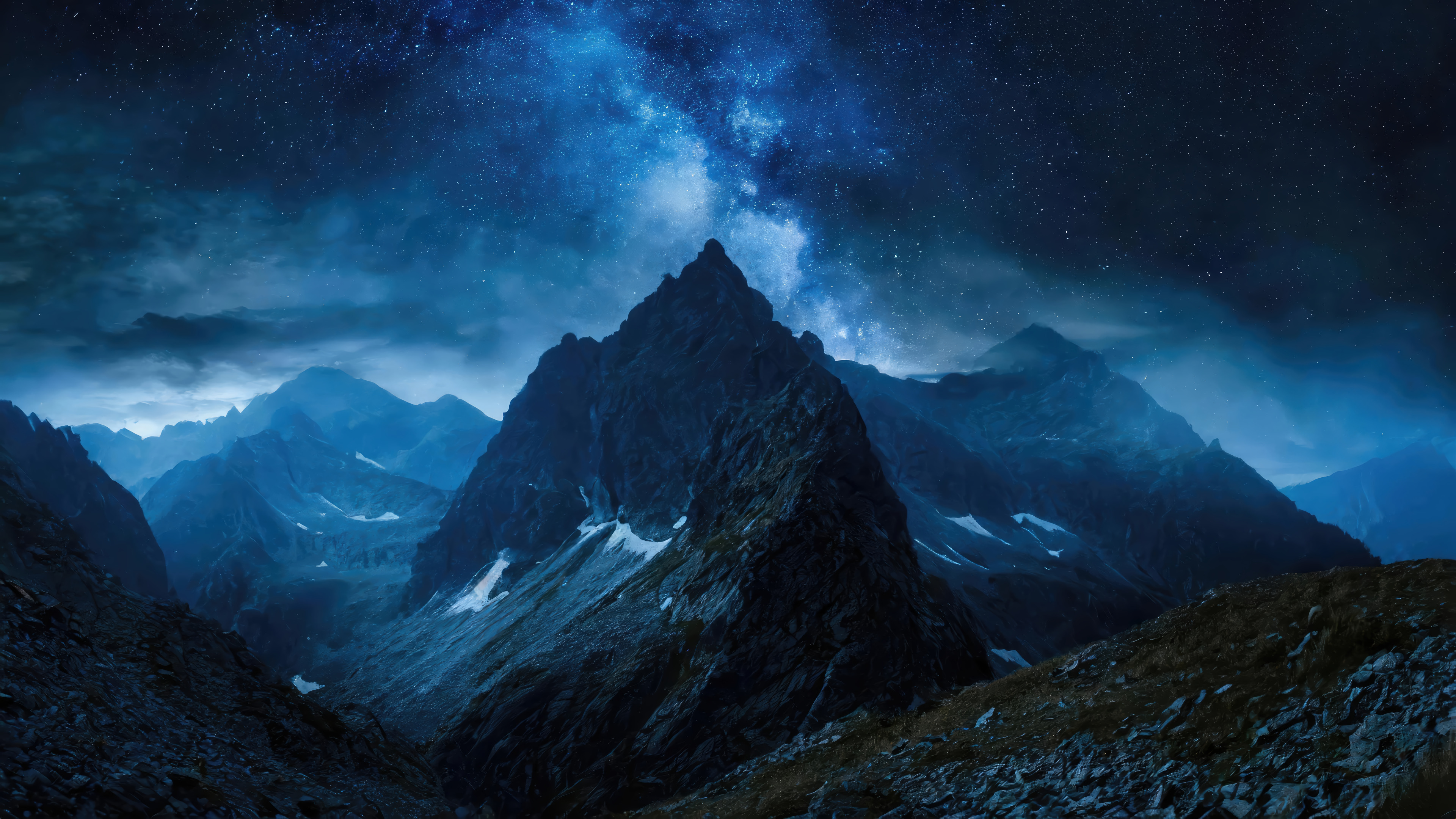 Mountain Peak Milky Way Starry Night