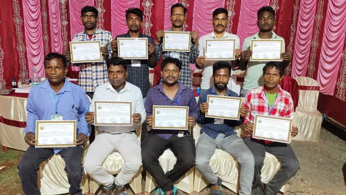 Background image of farm trainees