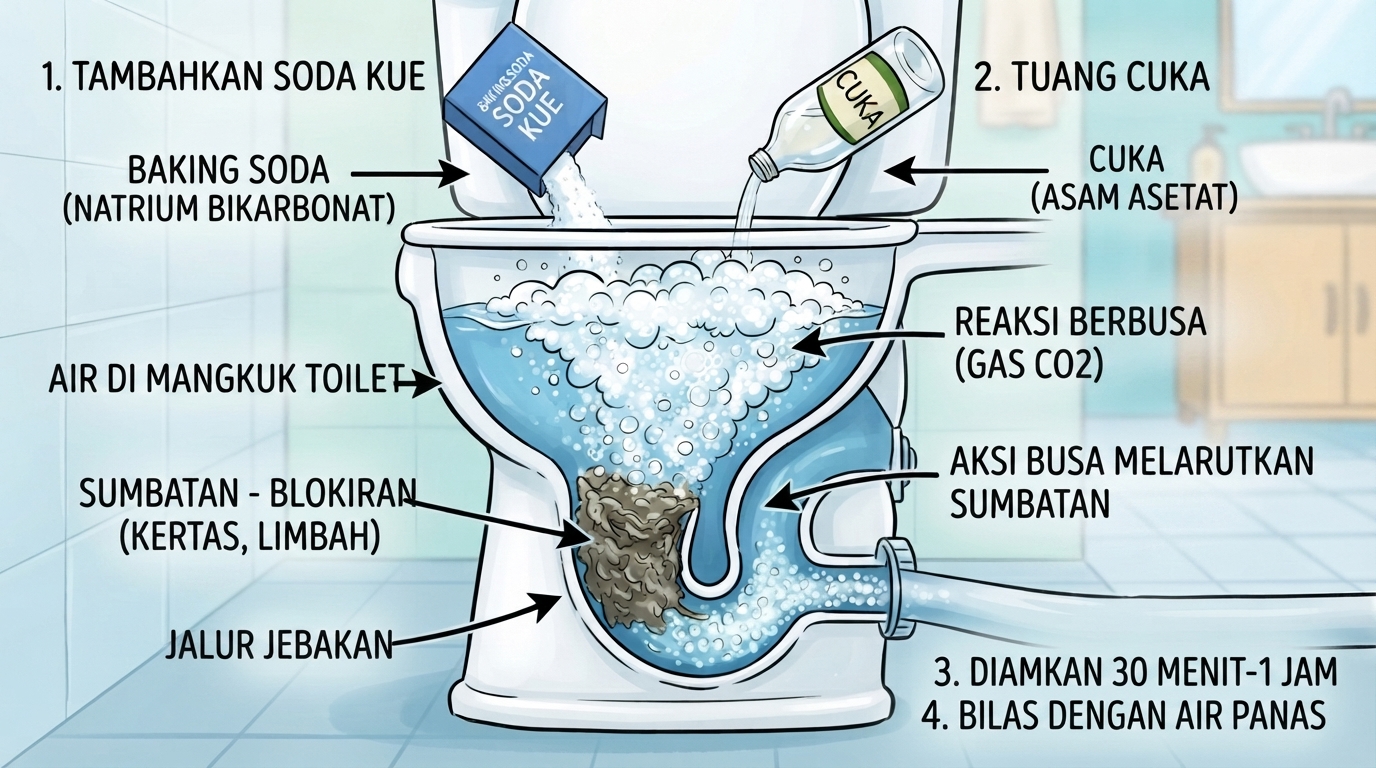 Ilustrasi cara mengatasi WC mampet tanpa bongkar