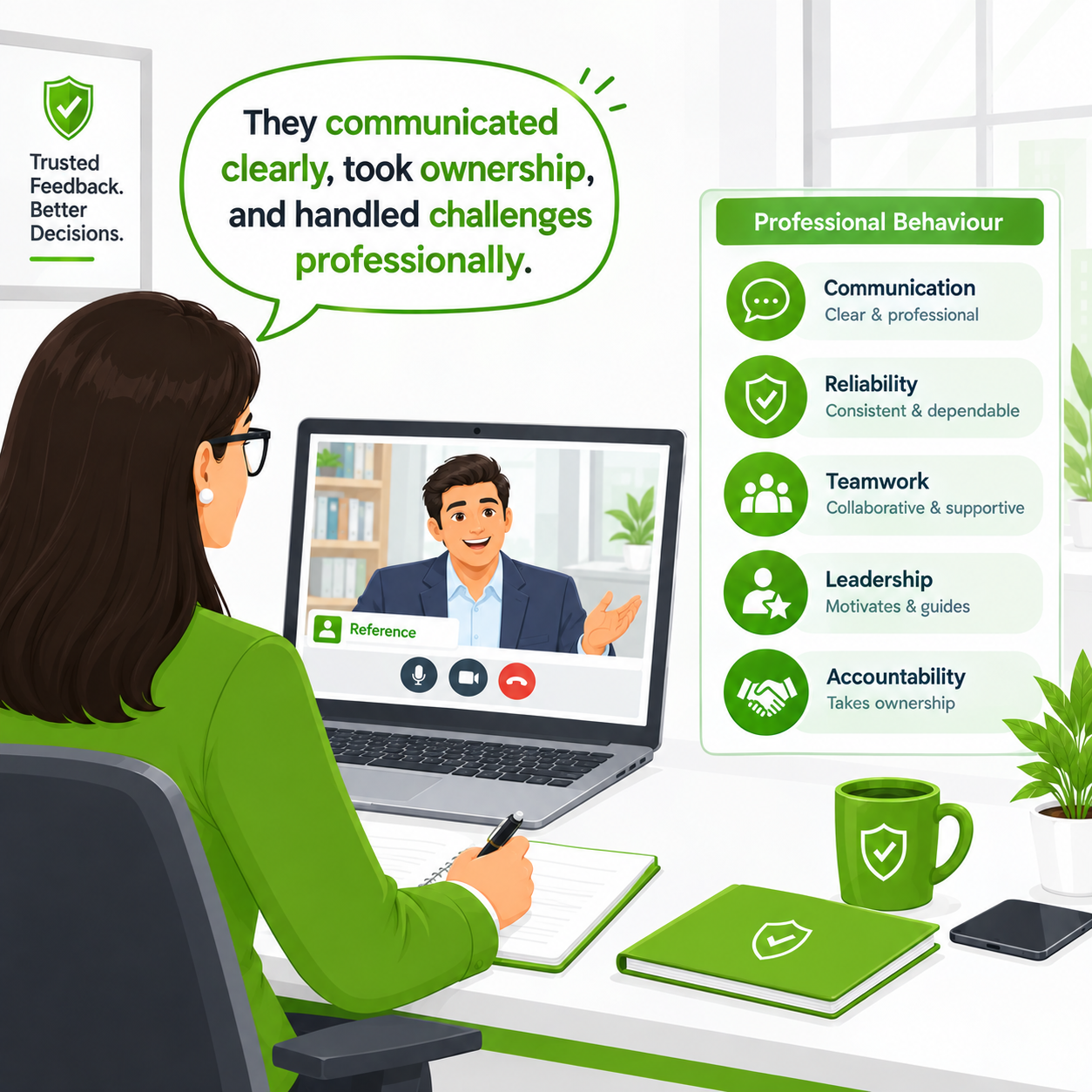 Professional behaviour assessment through reference video call comic