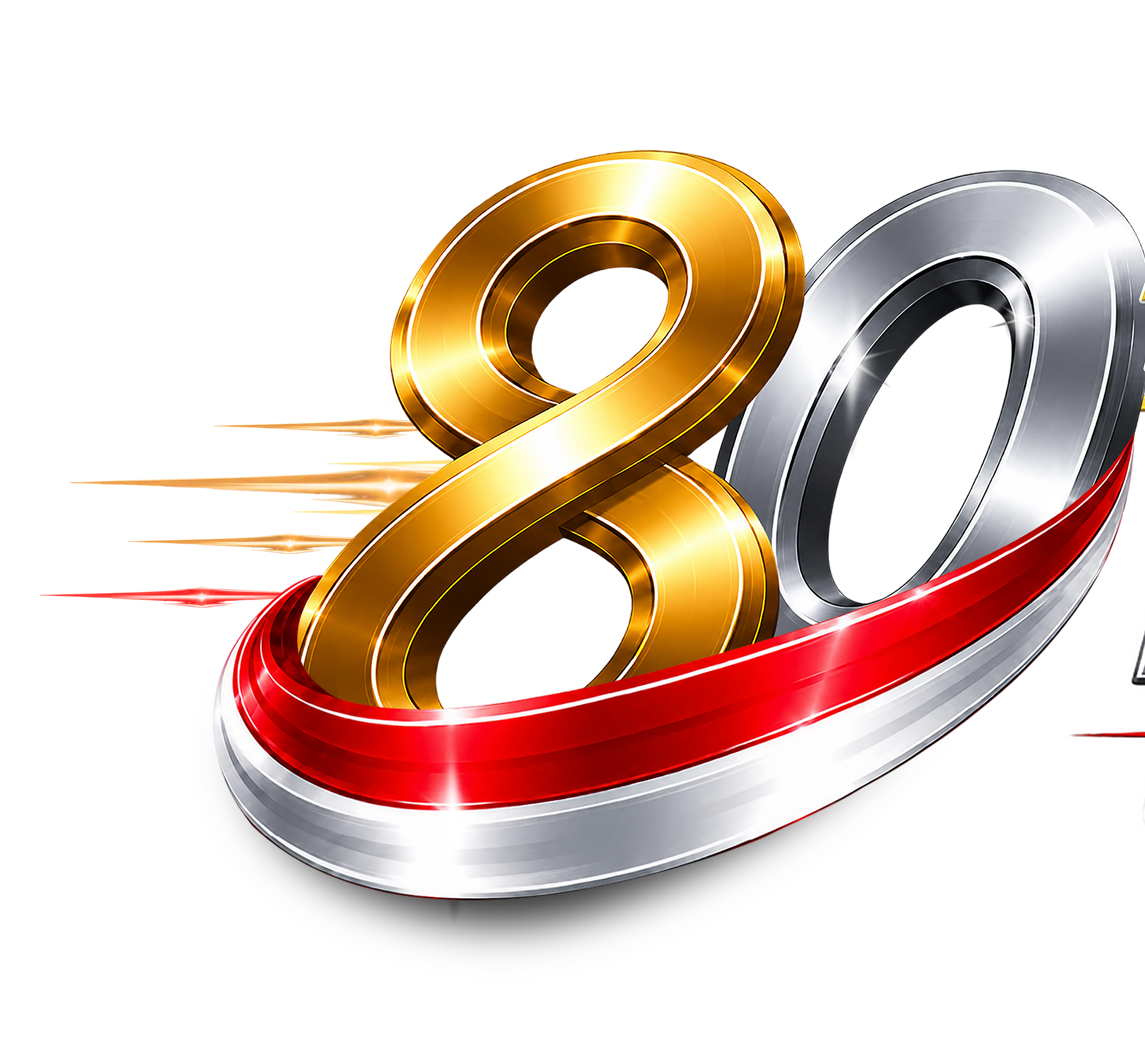 Desain logo angka 80 Peringatan Hari Bhayangkara ke-80 Tahun 2026 dengan elemen emas, perak, dan merah-putih