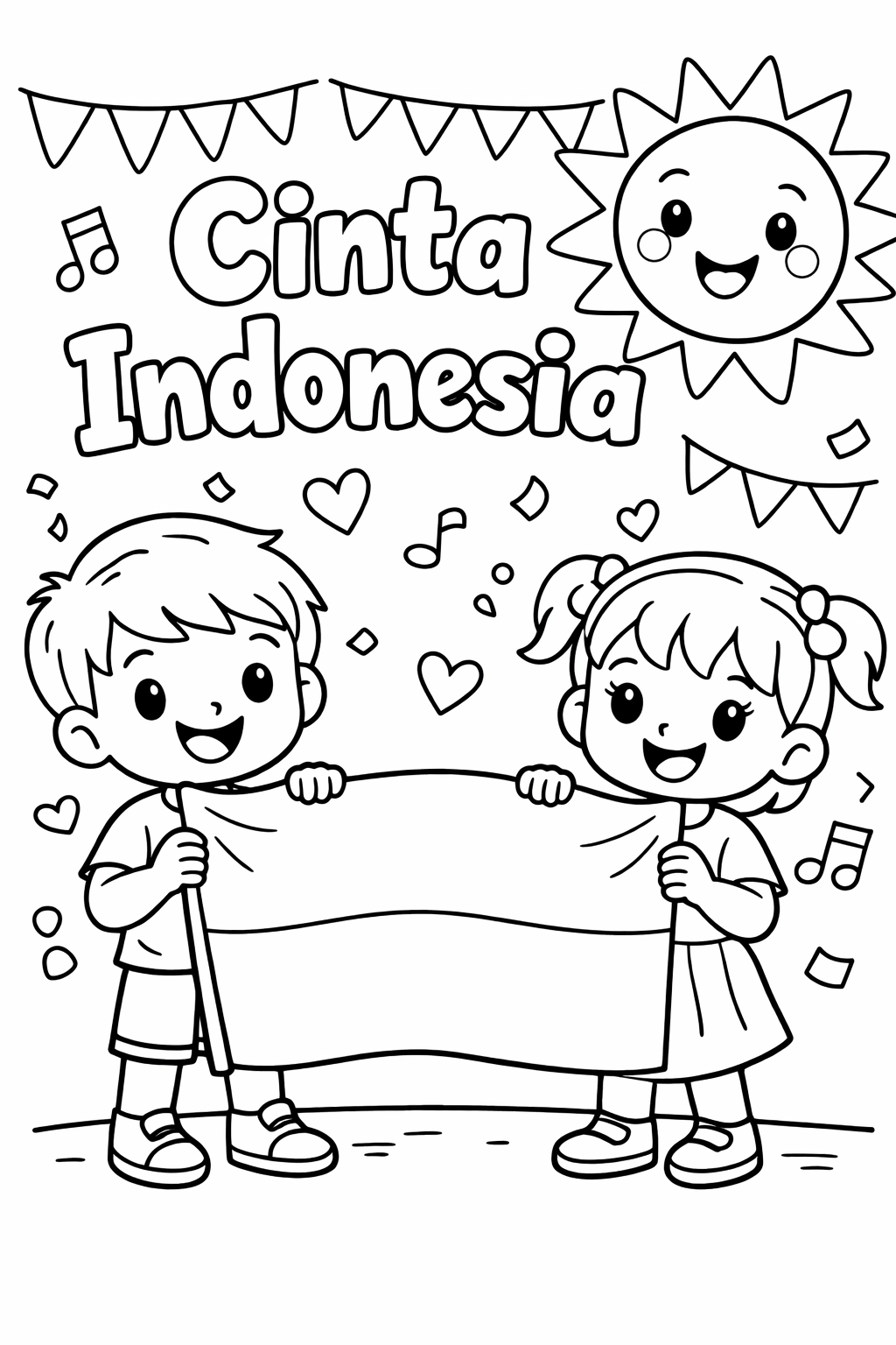 Cinta Indonesia - Gambar Mewarnai