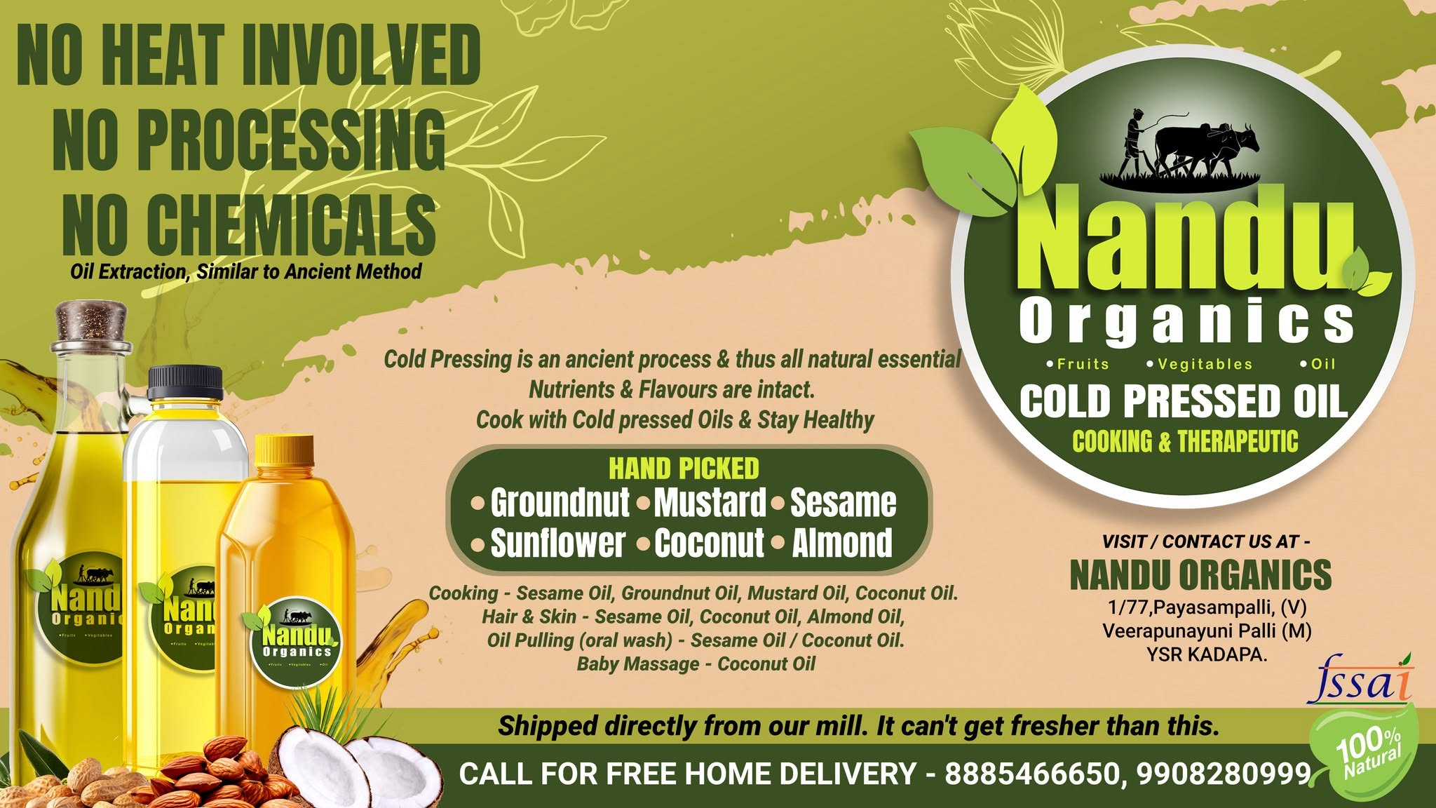 Nandu Organics cold pressed oils - no heat involved