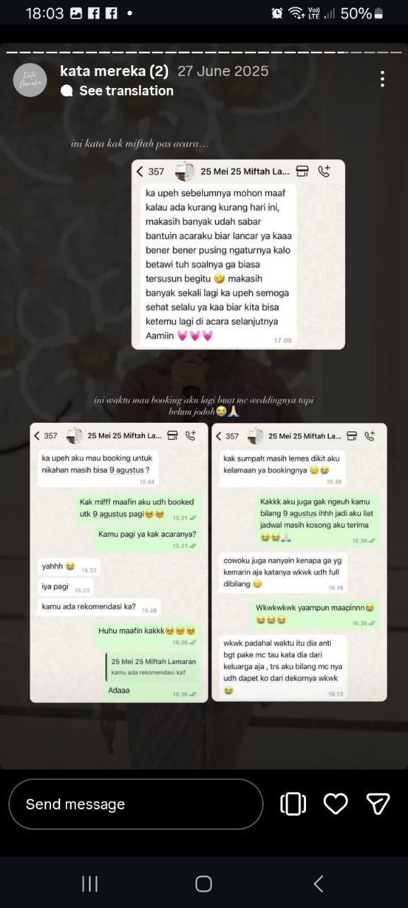 Chat persiapan Wedding