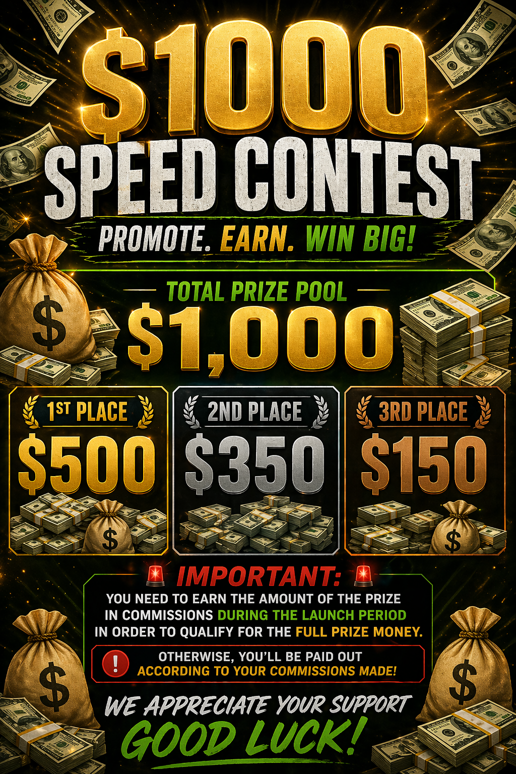 $1000 Speed Contest Prize Pool Details