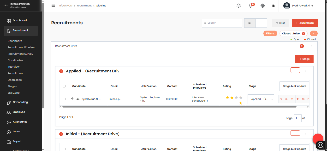 Recruitment Pipeline Screenshot