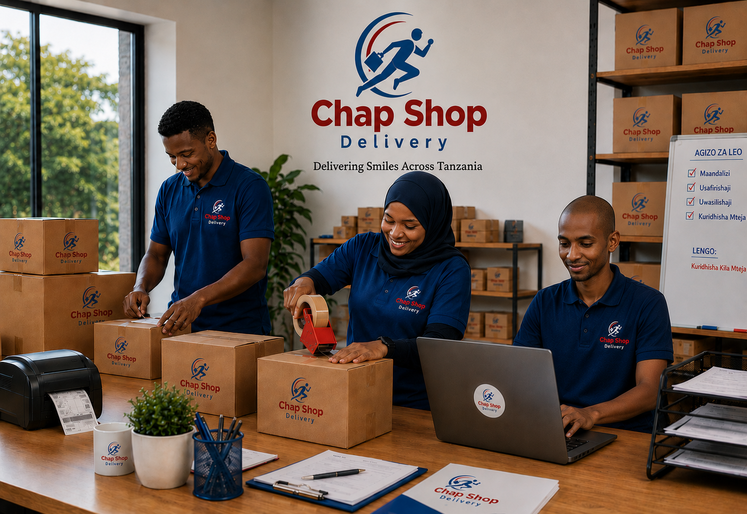 ChapShop Delivery riders delivering parcels in Tanzania