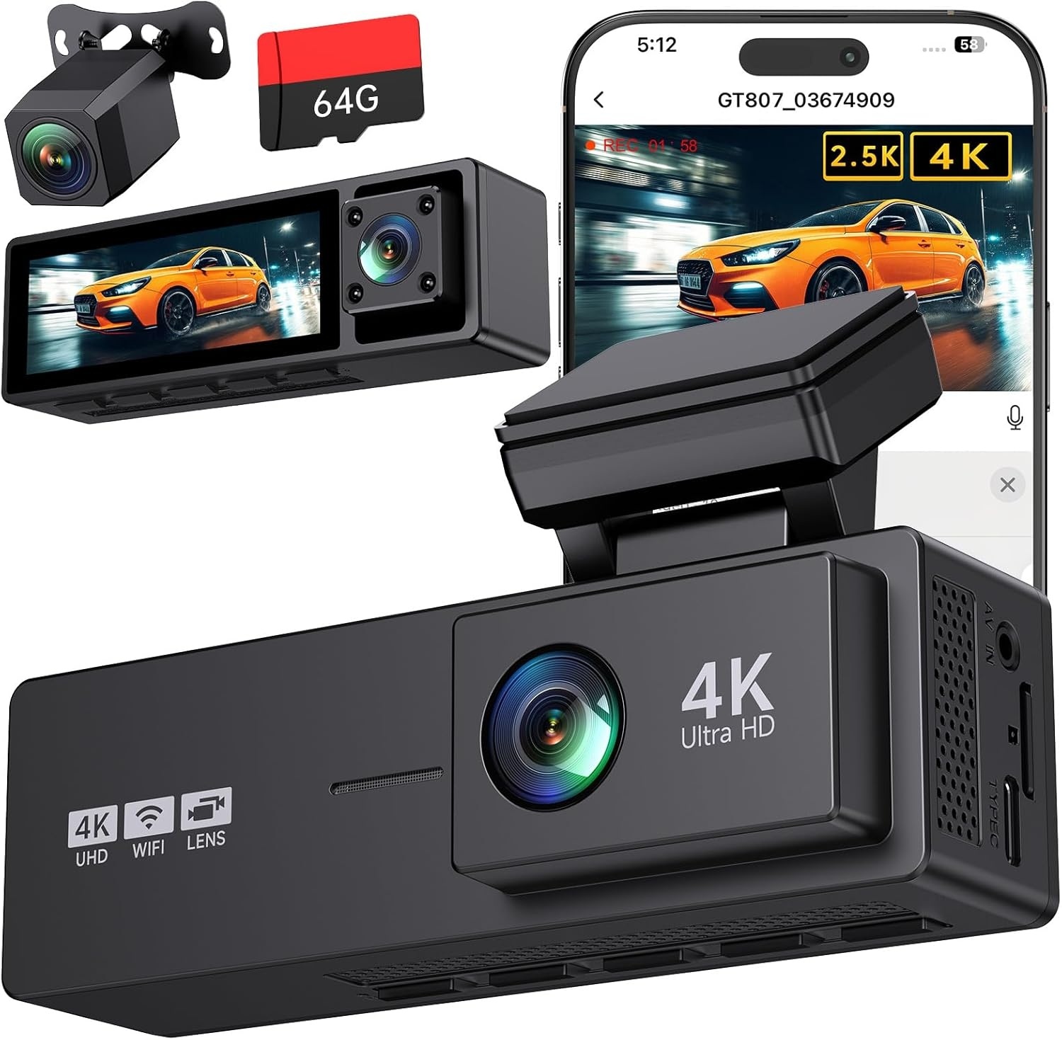 4K 3 Channel Dash Cam
