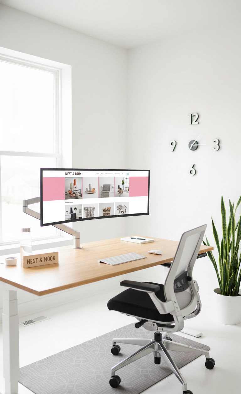 Modern minimalist standing office workspace