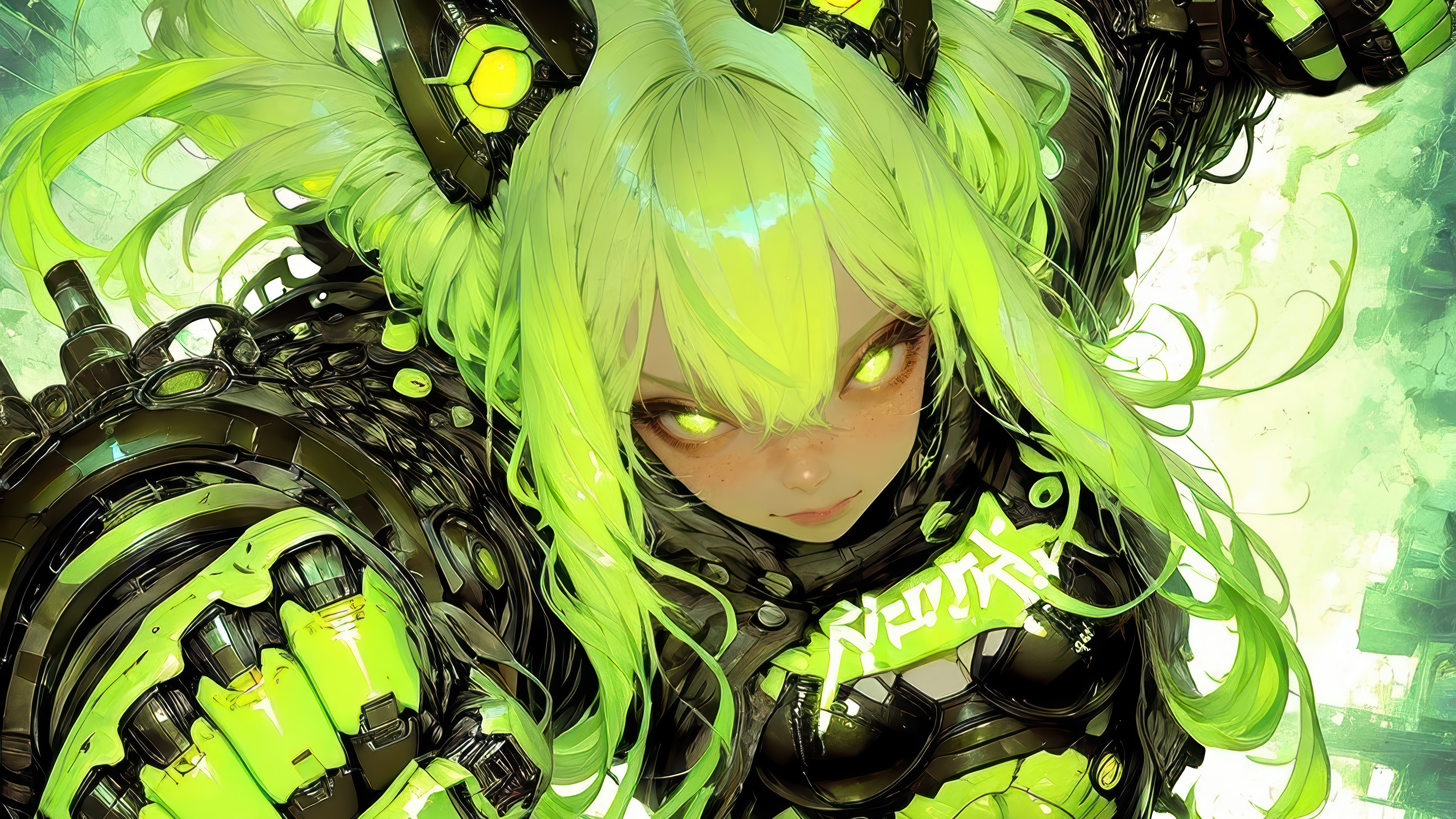 Green Hair Cyborg Anime