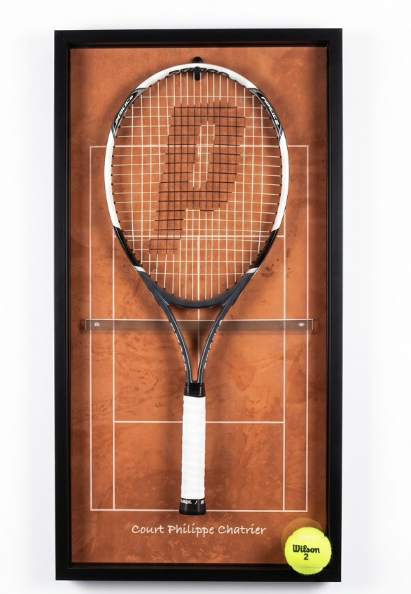 Marco de exhibición de raqueta de tenis Roland Garros tierra batida naranja