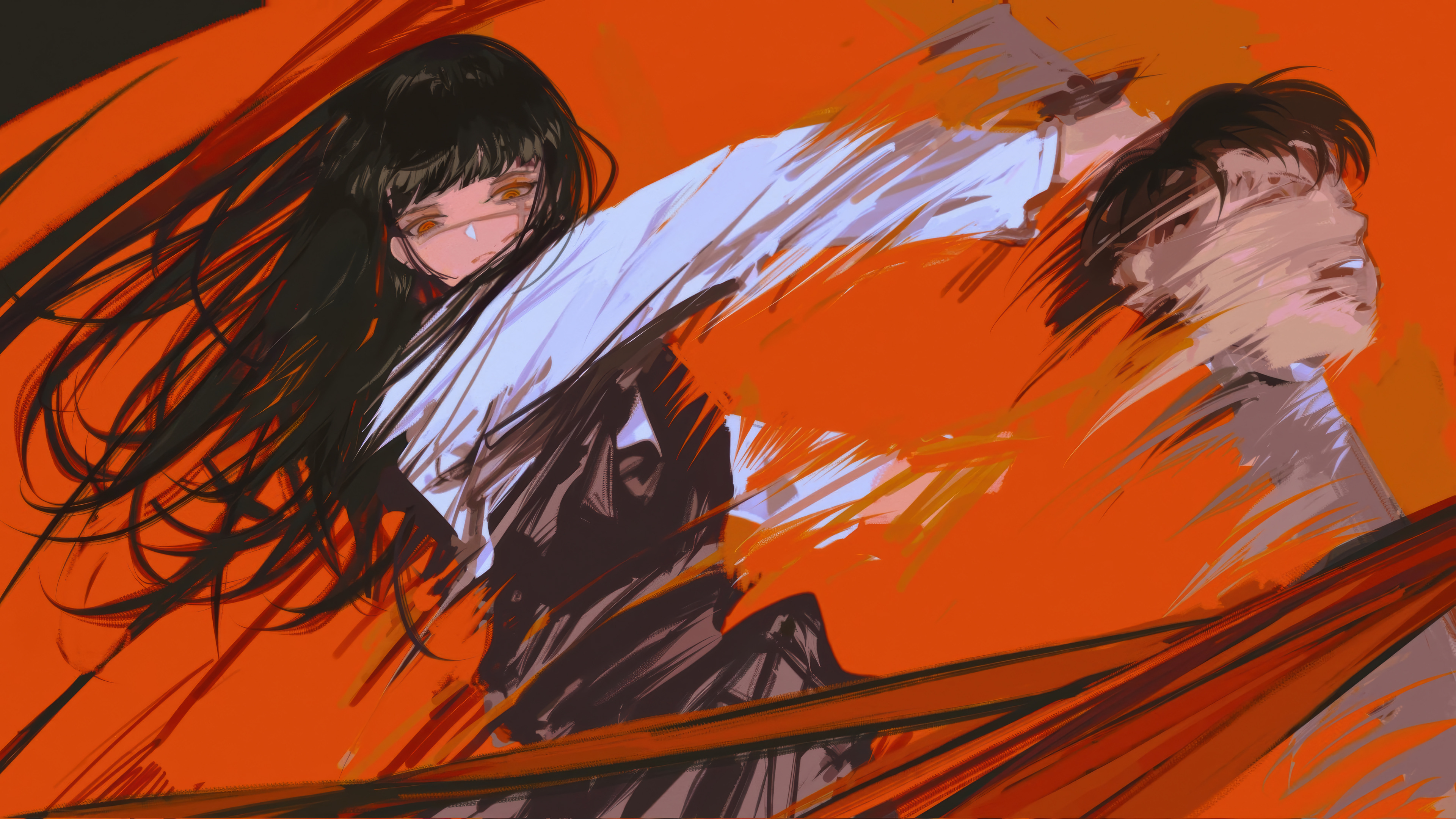 Orange Background Couple Anime