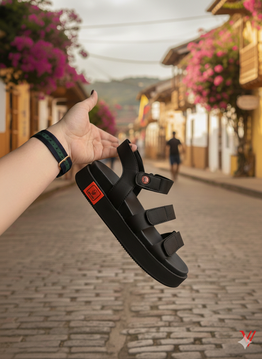 Sandalia Tamy Negro Detalle