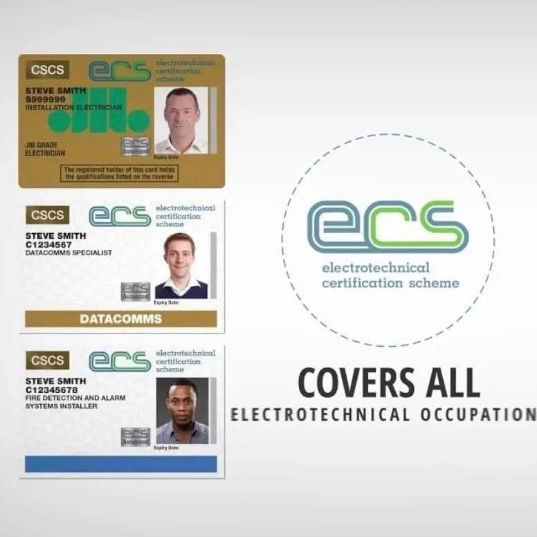 CSCS/ECS Cards Example - Installation Electrician, Datacomms Specialist, Fire Detection and Alarm Systems Installer