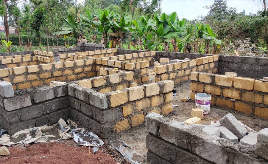 Brick masonry construction site