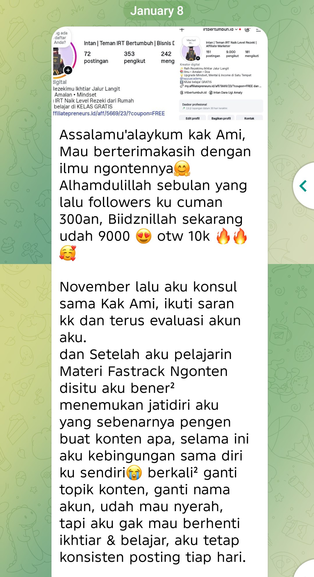 Bukti 3000 ke 16000 Follower