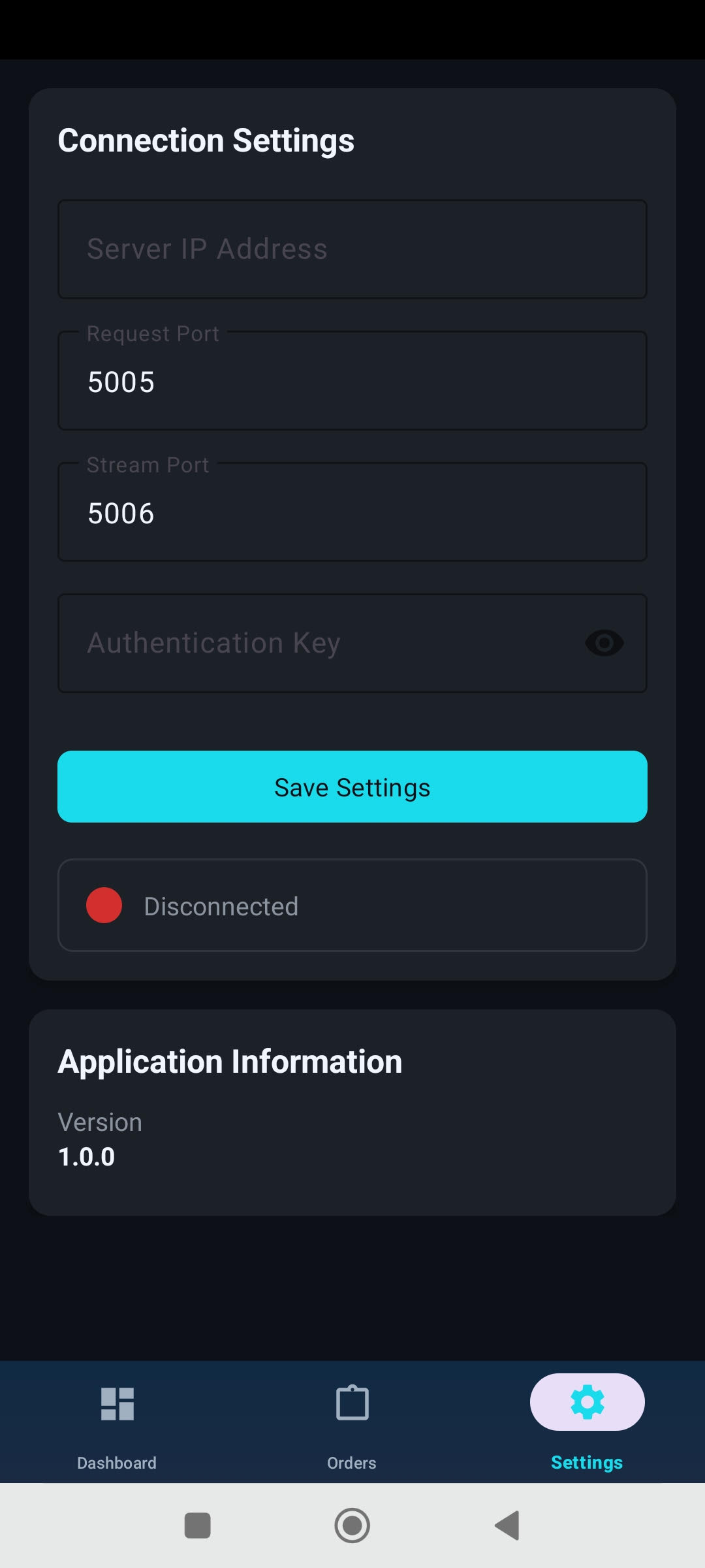 Schermata di configurazione dell'app OneTapTrader