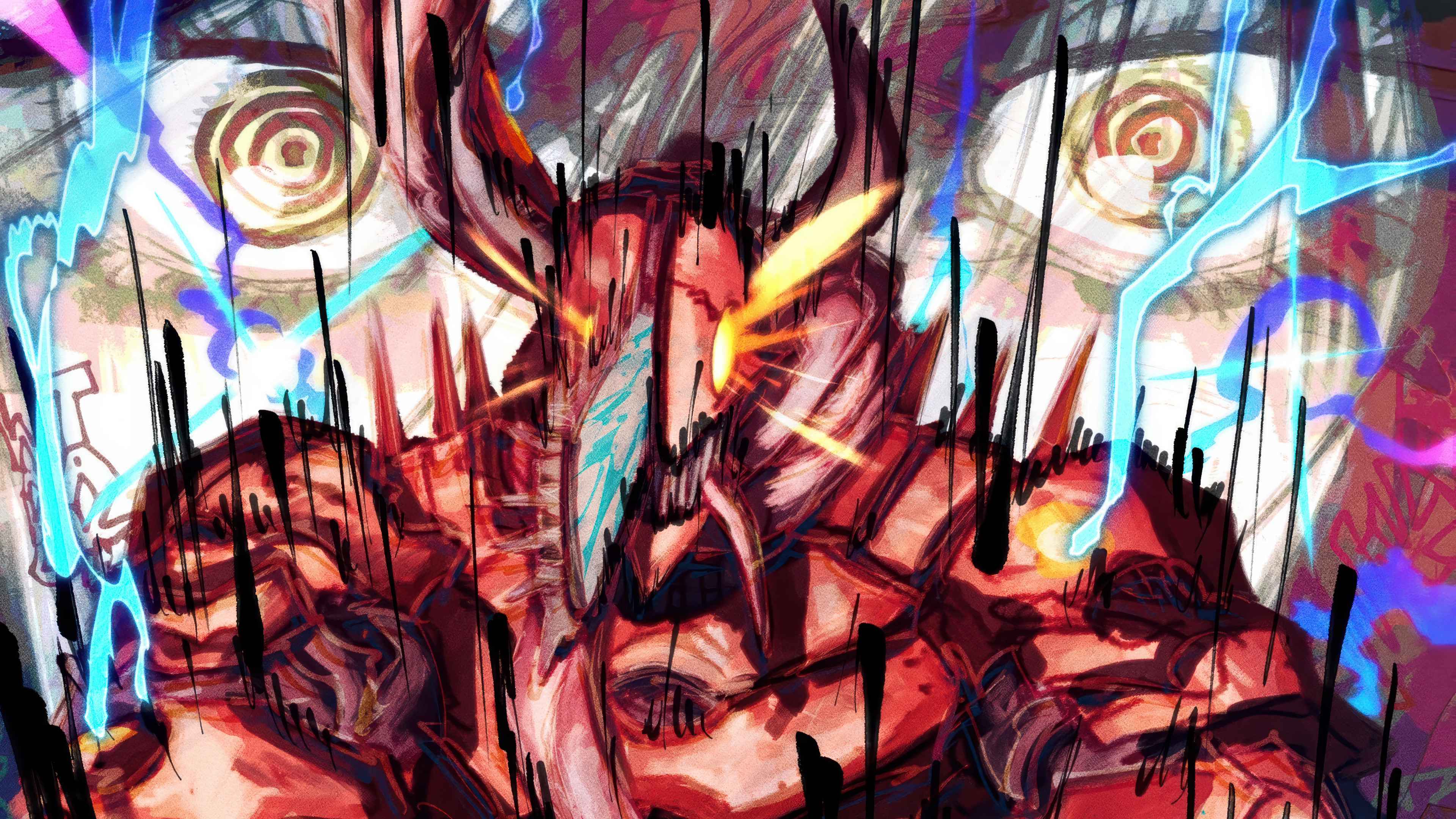 Red Mechanical Horns Energy Burst Anime