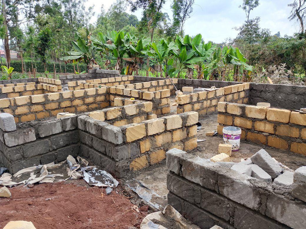 Brick structure under construction