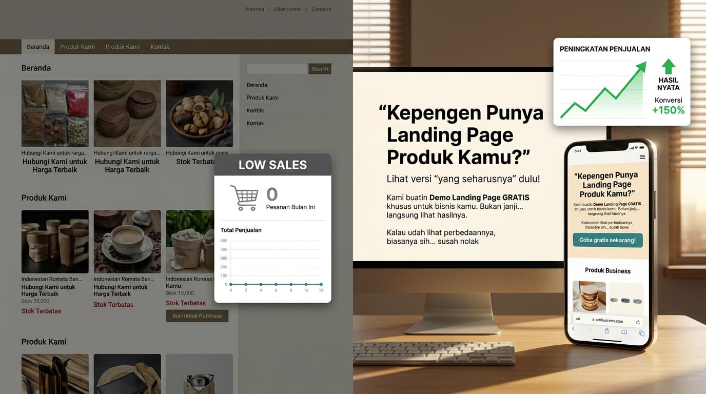 Perbandingan website biasa vs landing page