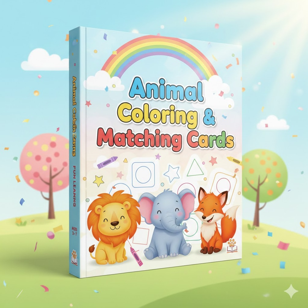 Animal Coloring & Matching Cards