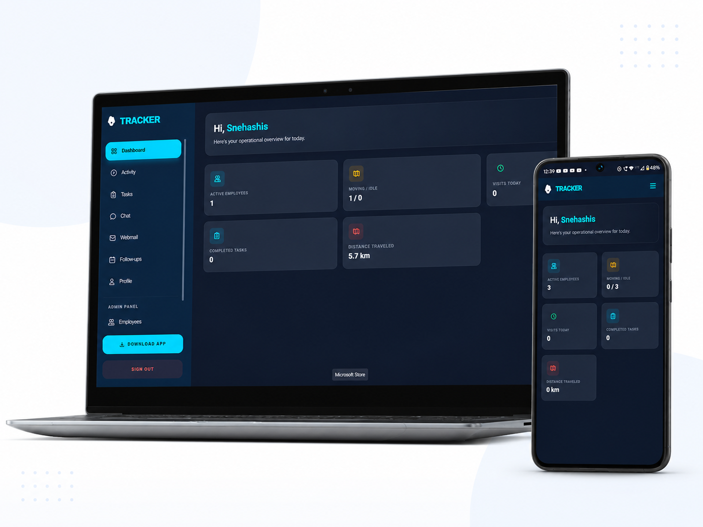 Tracker Field Force Software Mockup