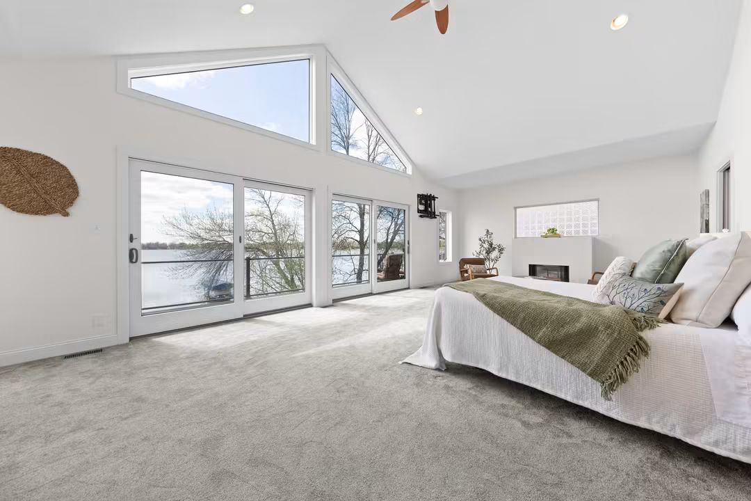 Modern Bedroom with Water View