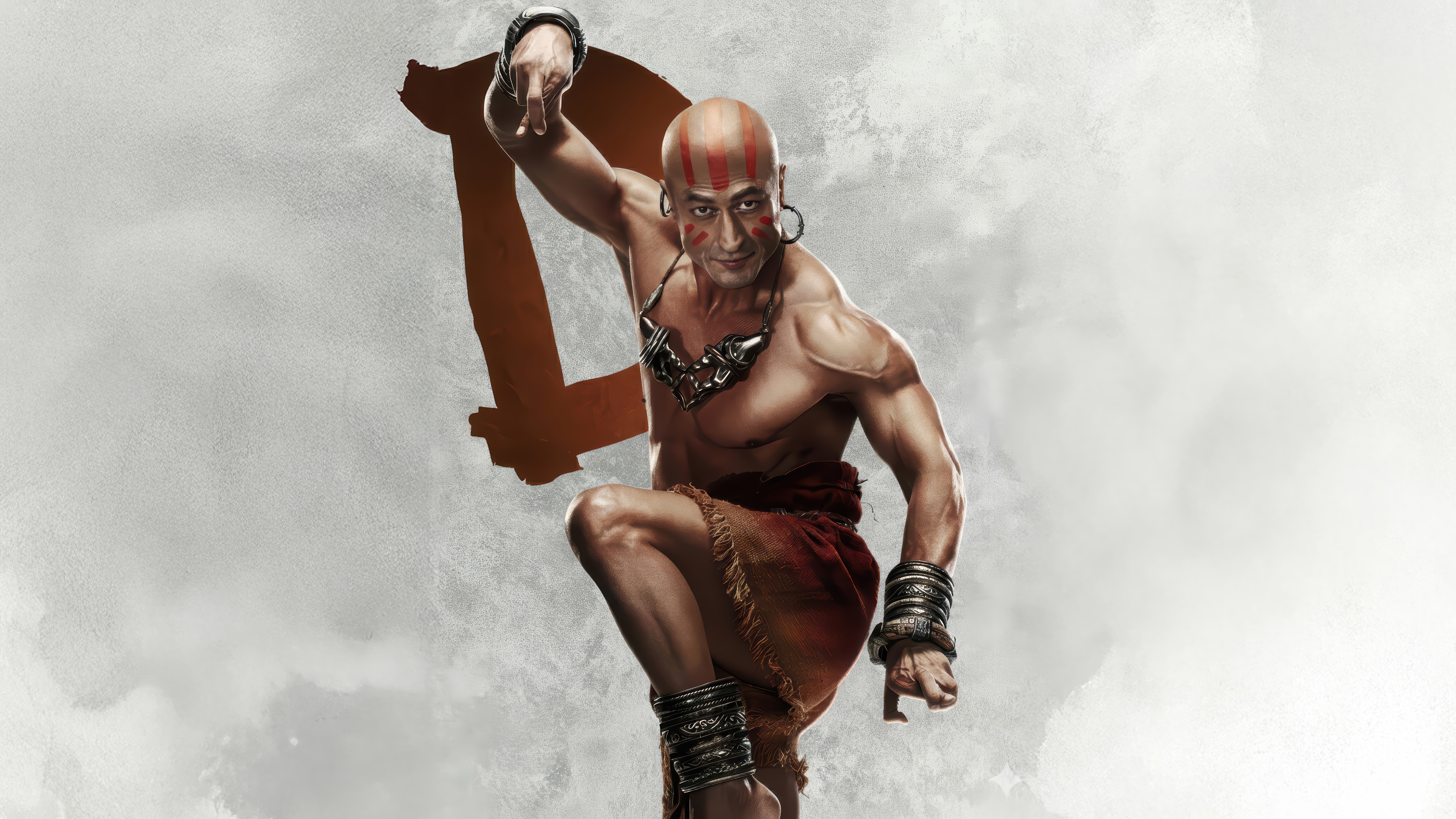 Bald Red Stripe Warrior Movie