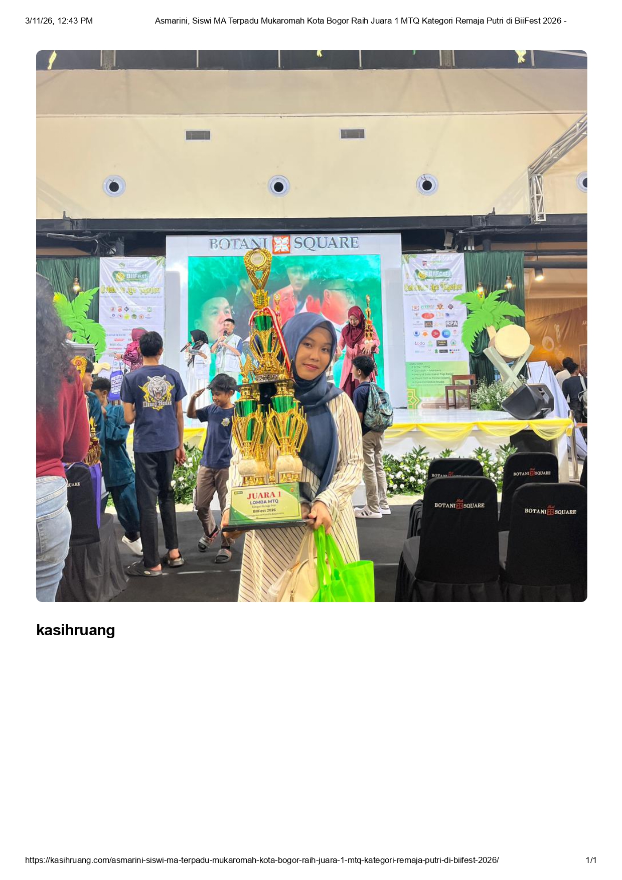 Juara 1 BiiFest Putri