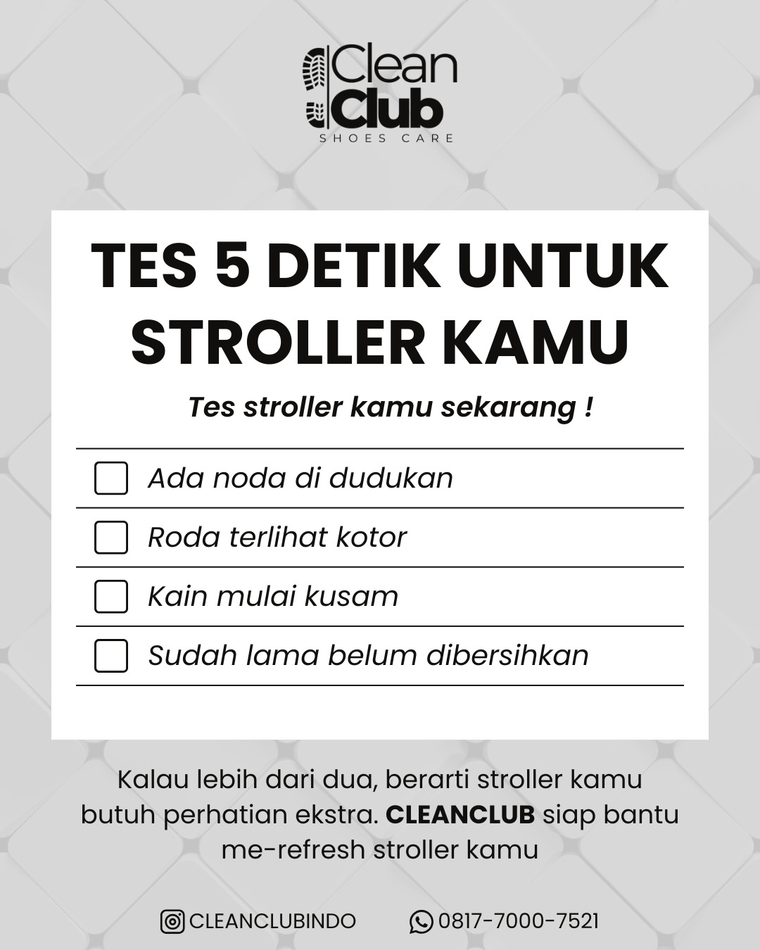 Poster tes 5 detik cek kondisi stroller
